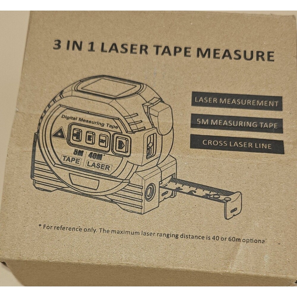 3 In 1  60M Laser Rangefinder 5m Tape Ruler Distance Meter Area/Volume - Picture 10 of 13